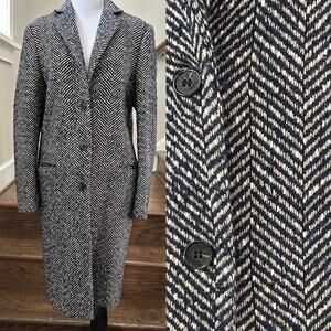 Elegant tan and blue Herringbone Women's Coat